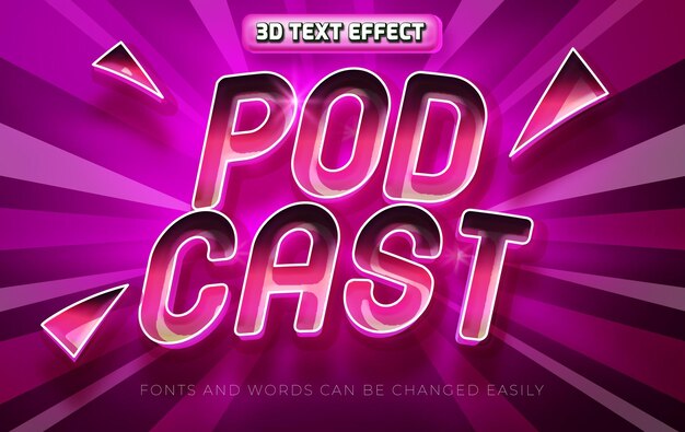 Estilo de efecto de texto editable 3d de podcast