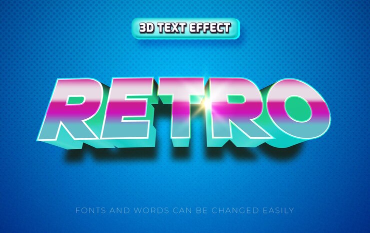 Vector estilo de efecto de texto editable 3d retro