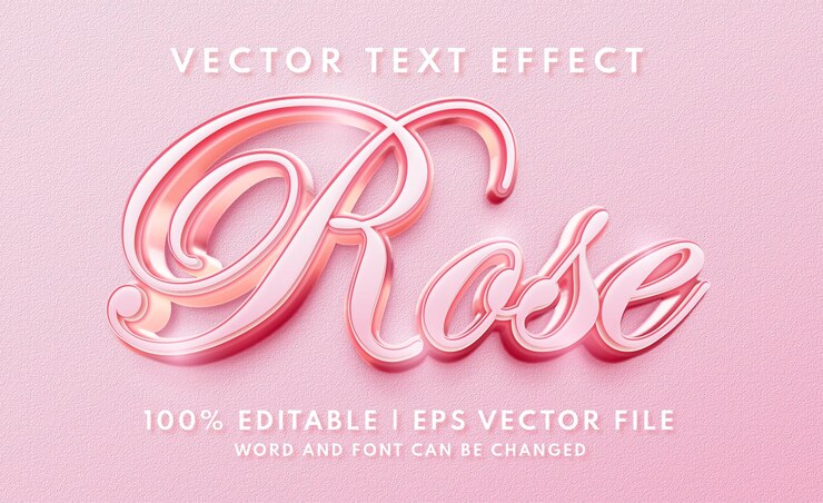 Vector estilo de efecto de texto editable 3d rosa rosa