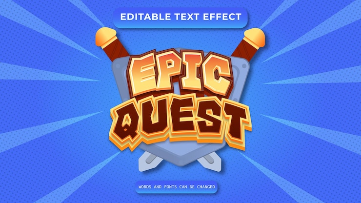 Vector estilo de efecto de texto editable 3d vector epic quest