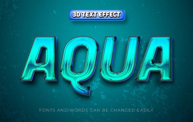 Estilo de efecto de texto editable aqua 3d