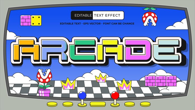 Vector estilo de efecto de texto editable para arcade