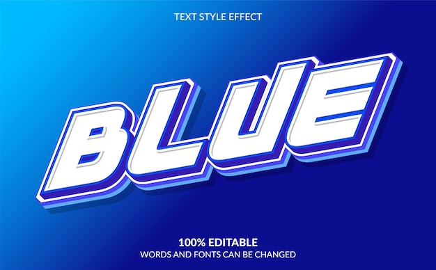 Vector estilo de efecto de texto editable azul