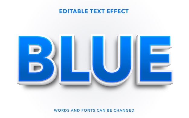 estilo de efecto de texto editable azul