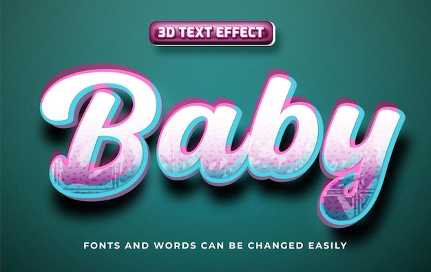 Estilo de efecto de texto editable para bebés en 3D