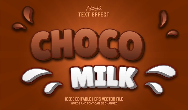 Estilo de efecto de texto editable choco milk