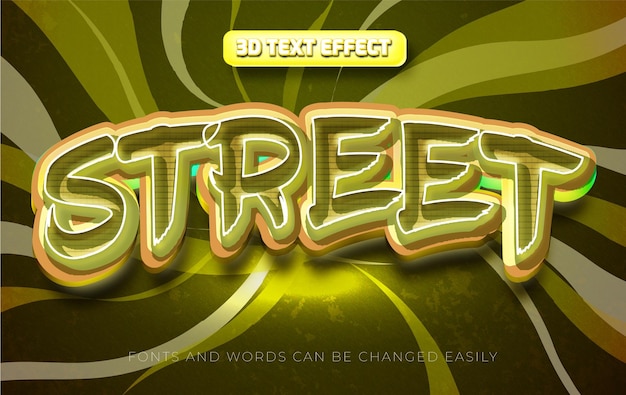 Estilo de efecto de texto editable de graffiti callejero 3d