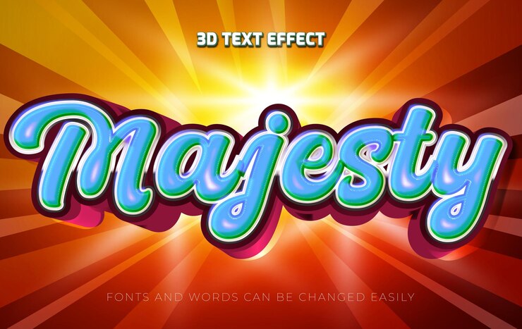 Vector estilo de efecto de texto editable de majestad 3d