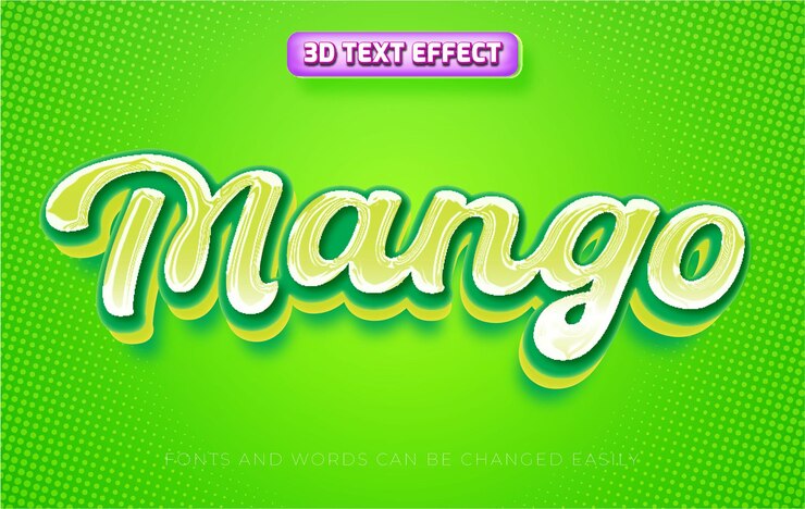 Vector estilo de efecto de texto editable de mango 3d
