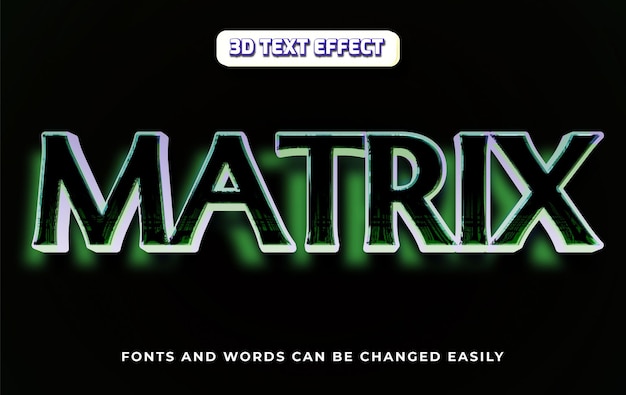 Estilo de efecto de texto editable Matrix glitch 3D