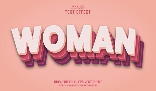 Vector estilo de efecto de texto editable de mujer