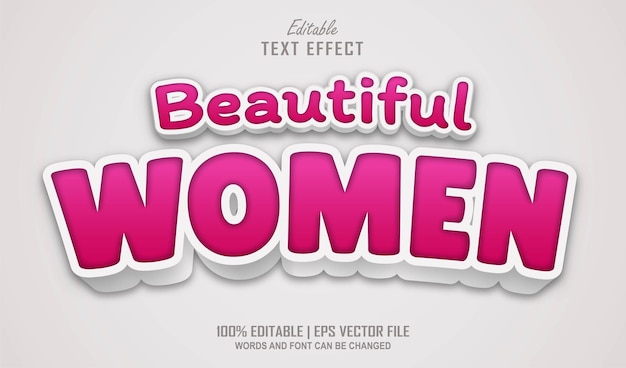 Estilo de efecto de texto editable de mujeres hermosas