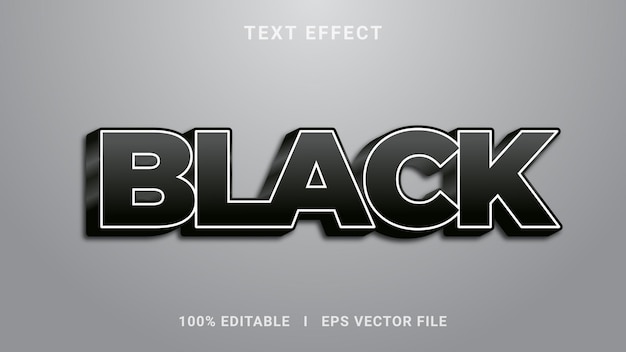 Estilo de efecto de texto editable en negro vectorial 3D