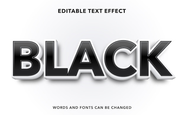 estilo de efecto de texto editable negro