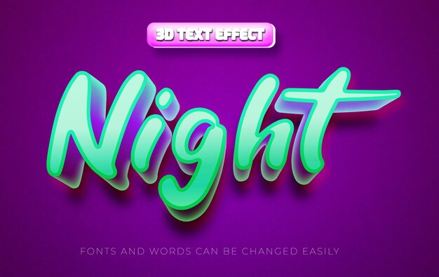 Estilo de efecto de texto editable de neón nocturno 3D