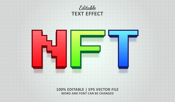 Vector estilo de efecto de texto editable nft