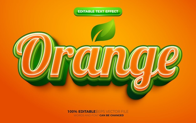 Estilo de efecto de texto editable de plantilla de logotipo 3d naranja fresco