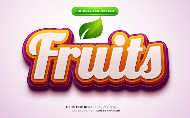 Vector estilo de efecto de texto editable de plantilla de logotipo 3d de naturaleza de frutas naranjas frescas