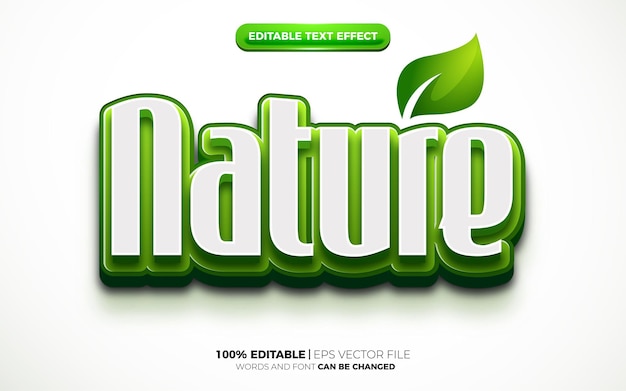 Estilo de efecto de texto editable de plantilla de logotipo 3d de naturaleza súper verde