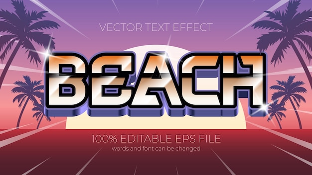 Estilo de efecto de texto editable de playa efecto de texto editable eps