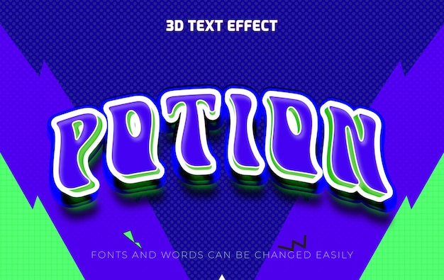 El estilo de efecto de texto editable de Potion 3d