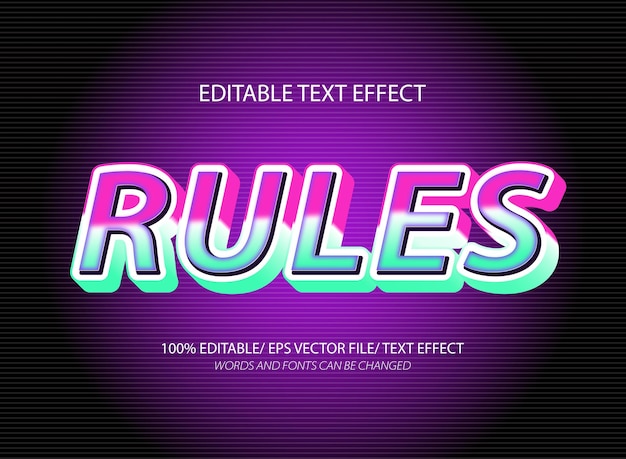 Estilo de efecto de texto editable de las reglas 3d