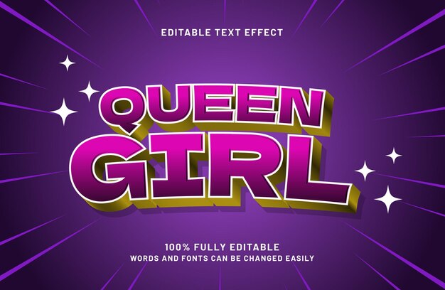 estilo de efecto de texto editable de la reina niña