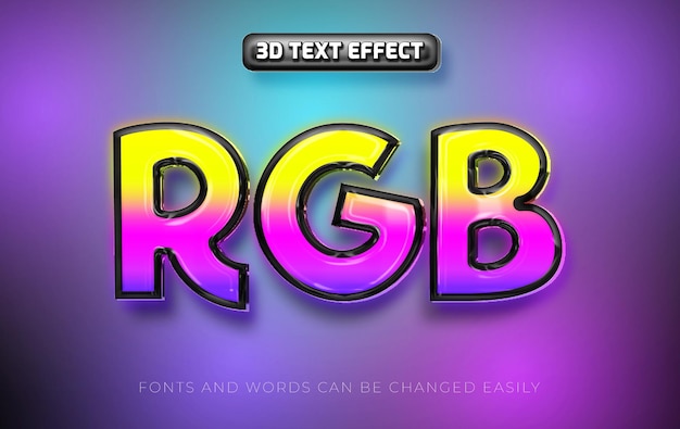 Estilo de efecto de texto editable RGB 3d