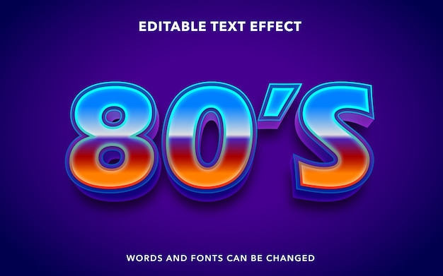 Estilo de efecto de texto editable de texto de los 80