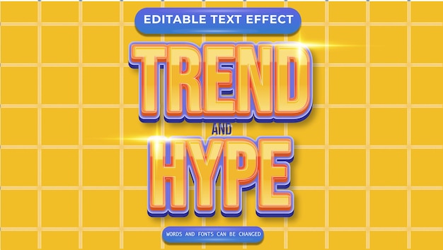 Estilo de efecto de texto editable de vector trend y hype