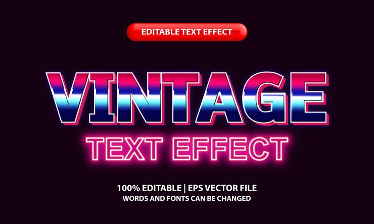Vector estilo de efecto de texto editable vintage