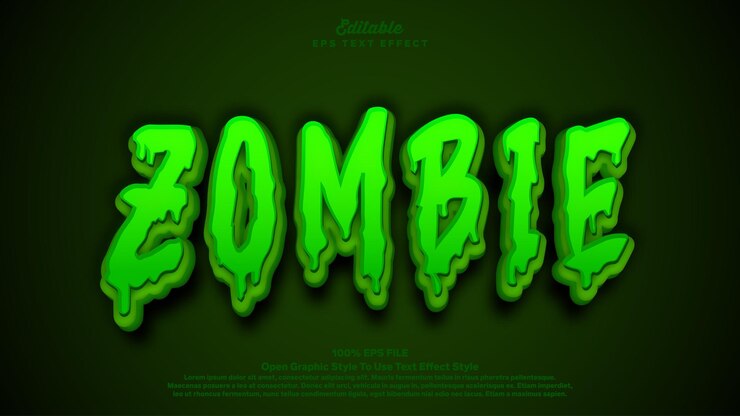 Vector estilo de efecto de texto editable para zombies