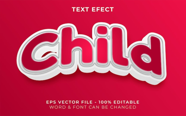 Estilo de efecto de texto infantil 3D Tema curvo de efecto de texto editable