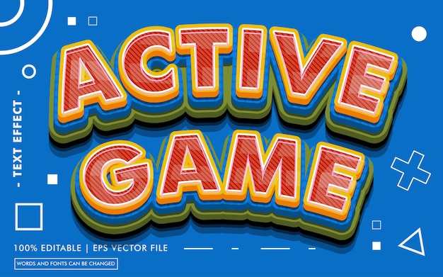 Vector estilo de efecto de texto de juego activo