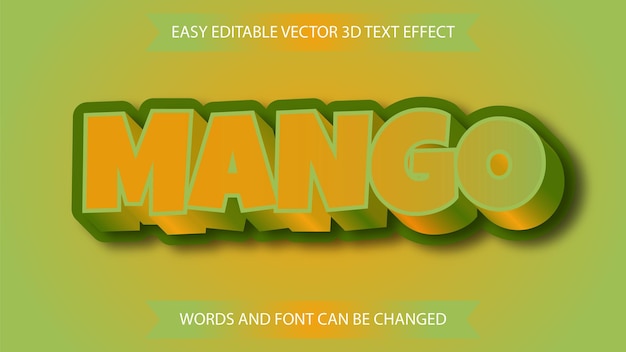 Estilo de efecto de texto de mango Efecto de texto de vector editable de mango de vector