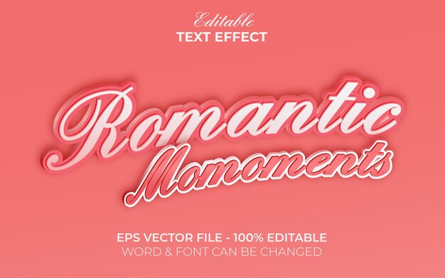 Estilo de efecto de texto de momentos románticos. efecto de texto editable tema rosa.