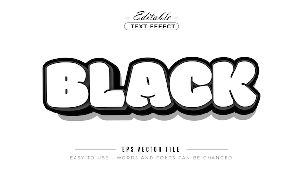 Estilo de efecto de texto en negro editable con letra en negrita