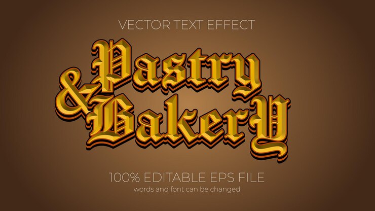 Vector estilo de efecto de texto de pastelería y panadería efecto de texto editable eps