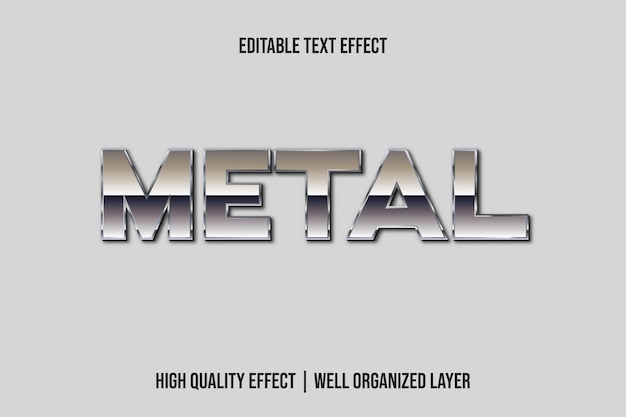 Estilo de efecto de texto de plata 3d de metal