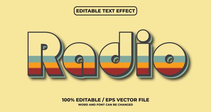 Vector estilo de efecto de texto de radio