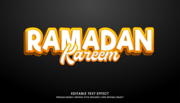 estilo de efecto de texto ramadan kareem fondo de plantilla editable estilo minimalista e islámico