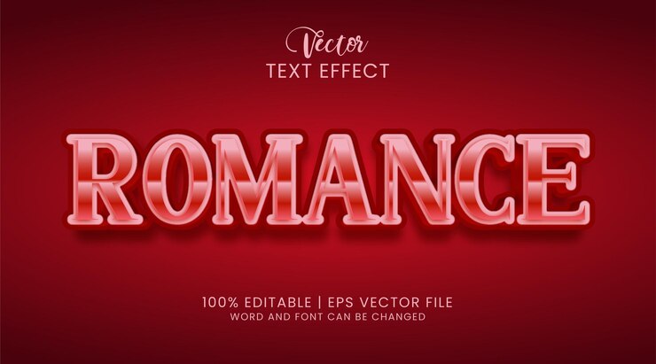 Vector estilo de efecto de texto romántico editable