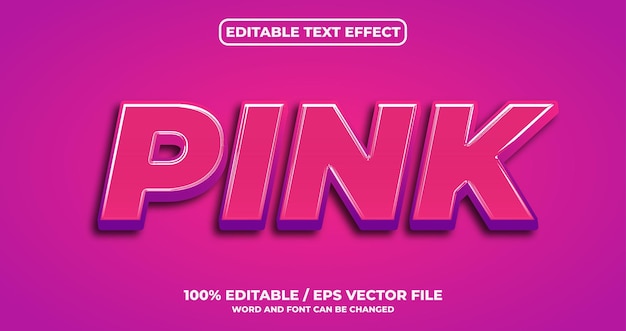 Vector estilo de efecto de texto rosa