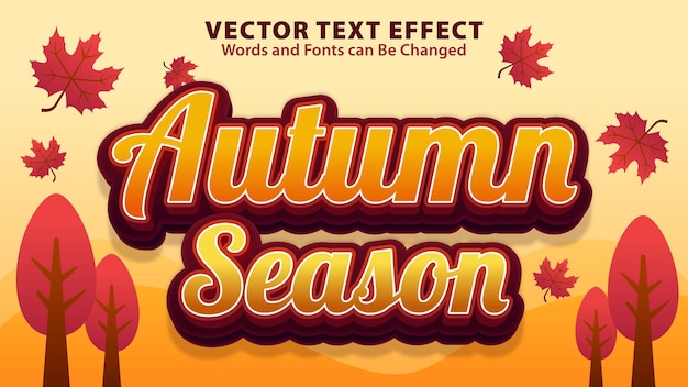 Estilo de efecto de texto de la temporada de otoño con ilustración de hojas de otoño
