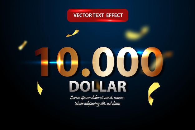 Vector estilo de efecto de texto de vector 10k dólar