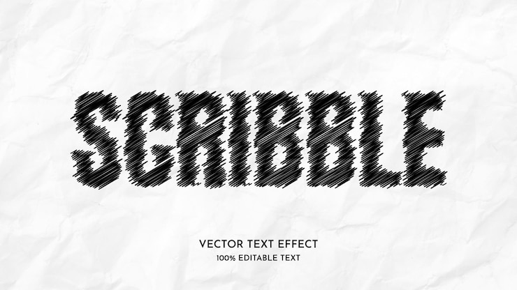 Vector estilo de efecto de texto de vector de garabato
