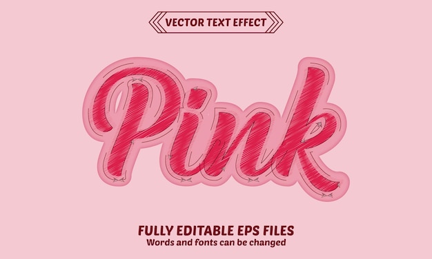 Vector estilo de efecto de texto vectorial 3d rosa de alta resolución