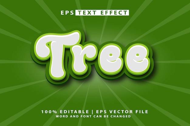 Estilo de efecto de texto vectorial de árbol 3D
