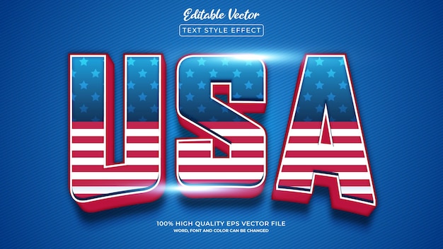 Vector estilo de efecto de texto vectorial editable de bandera de estados unidos