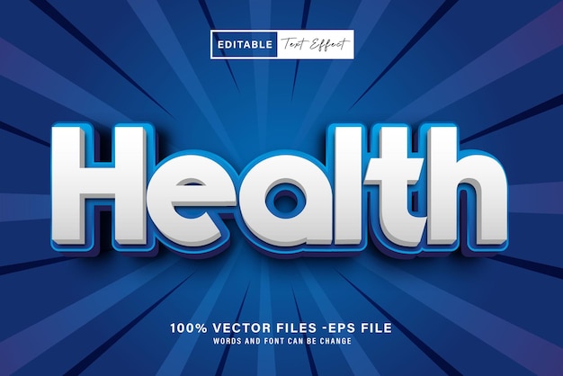 Estilo de efecto de texto vectorial editable de salud 3D